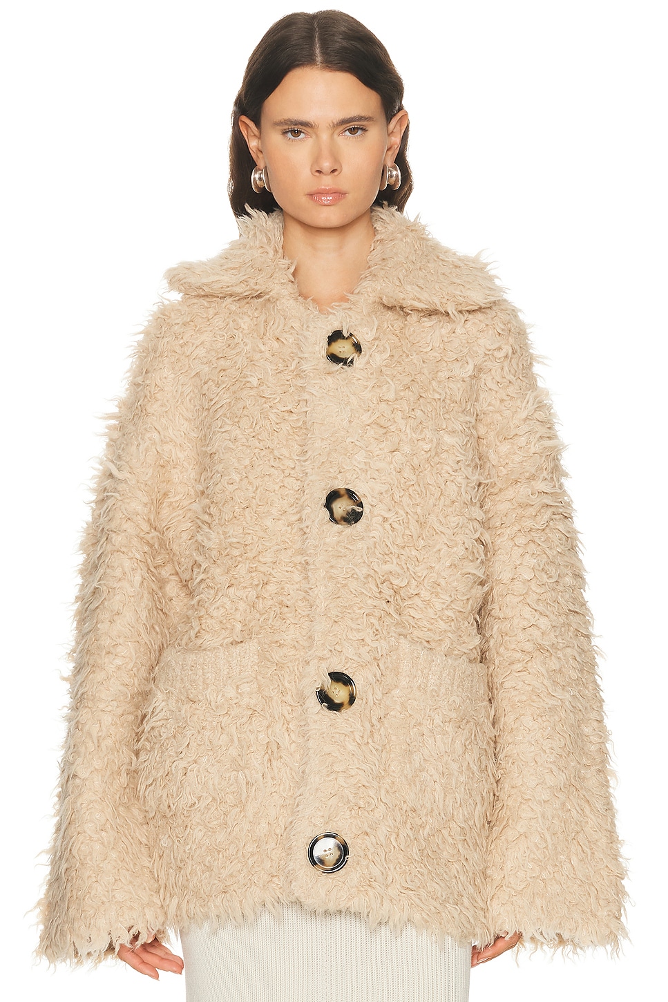 Image 1 of Acne Studios Kangry Angry Bear Cardigan in Sand Beige