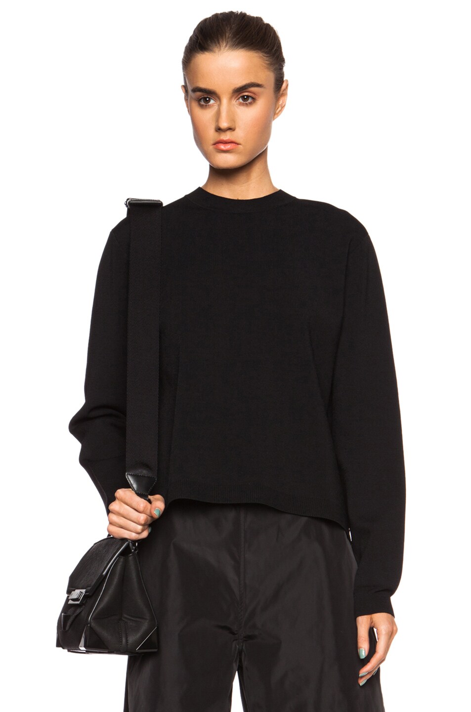 Image 1 of Acne Studios Misty Side Zip Viscose-Blend Sweater in Black