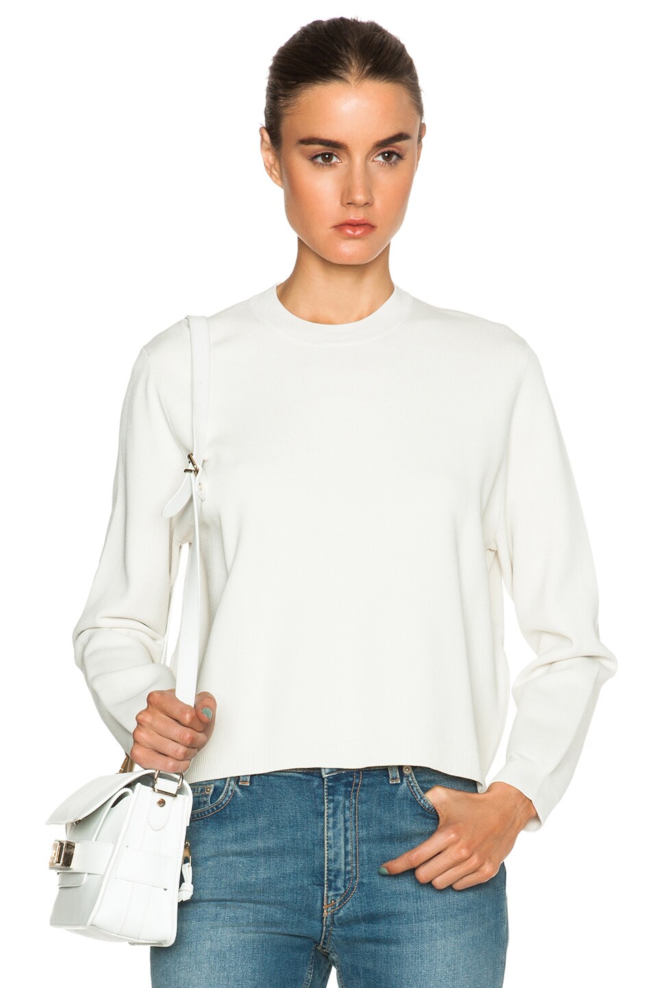 Image 1 of Acne Studios Misty Side Zip Viscose-Blend Sweater in Clay Grey