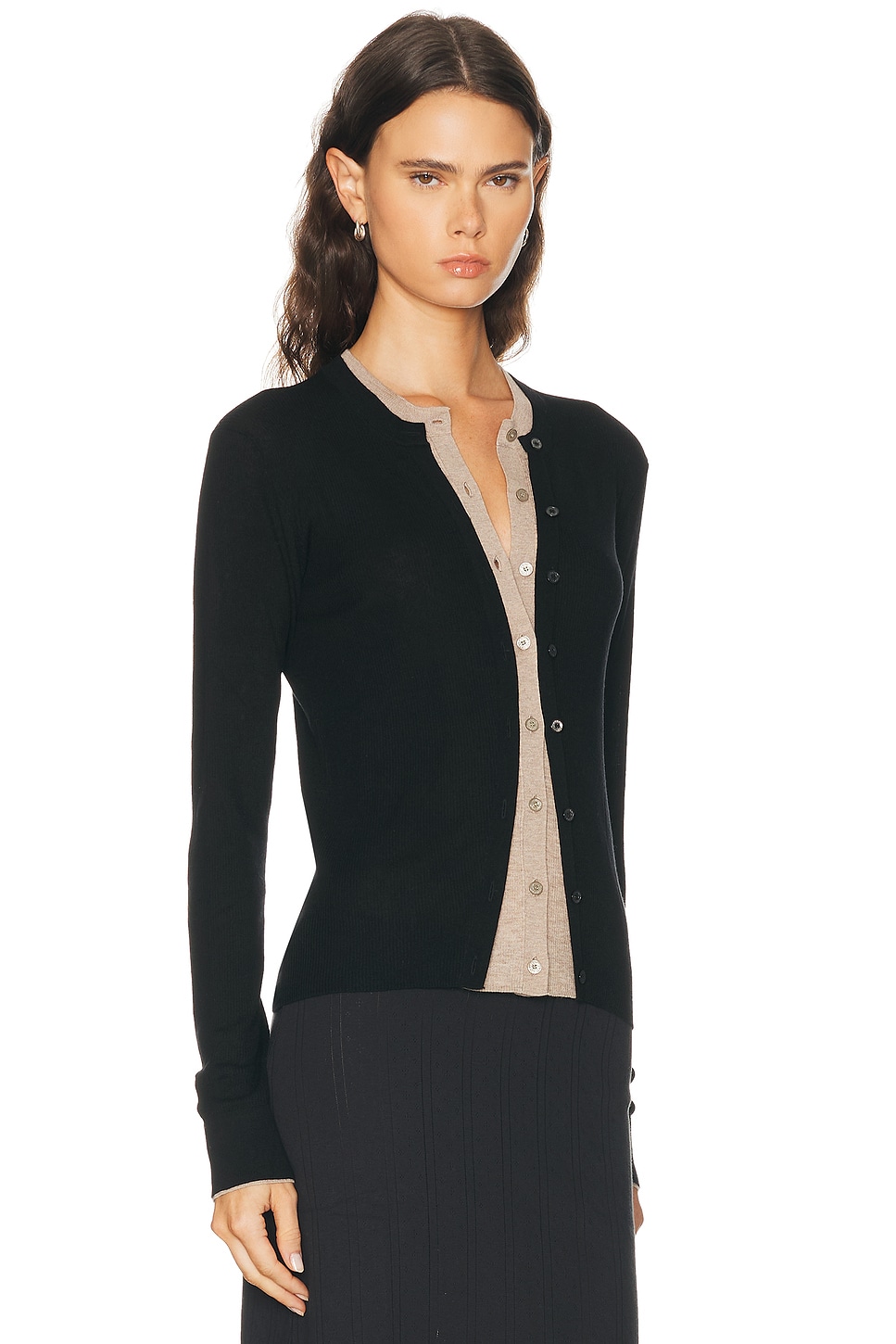 Acne Studios Layered-effect Button-up Cardigan In Black