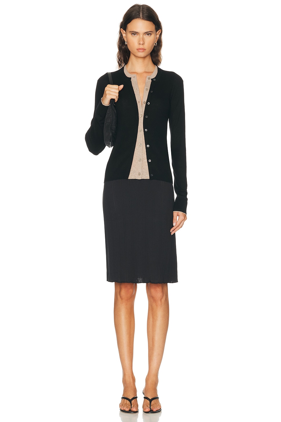 Acne Studios Layered-effect Button-up Cardigan In Black