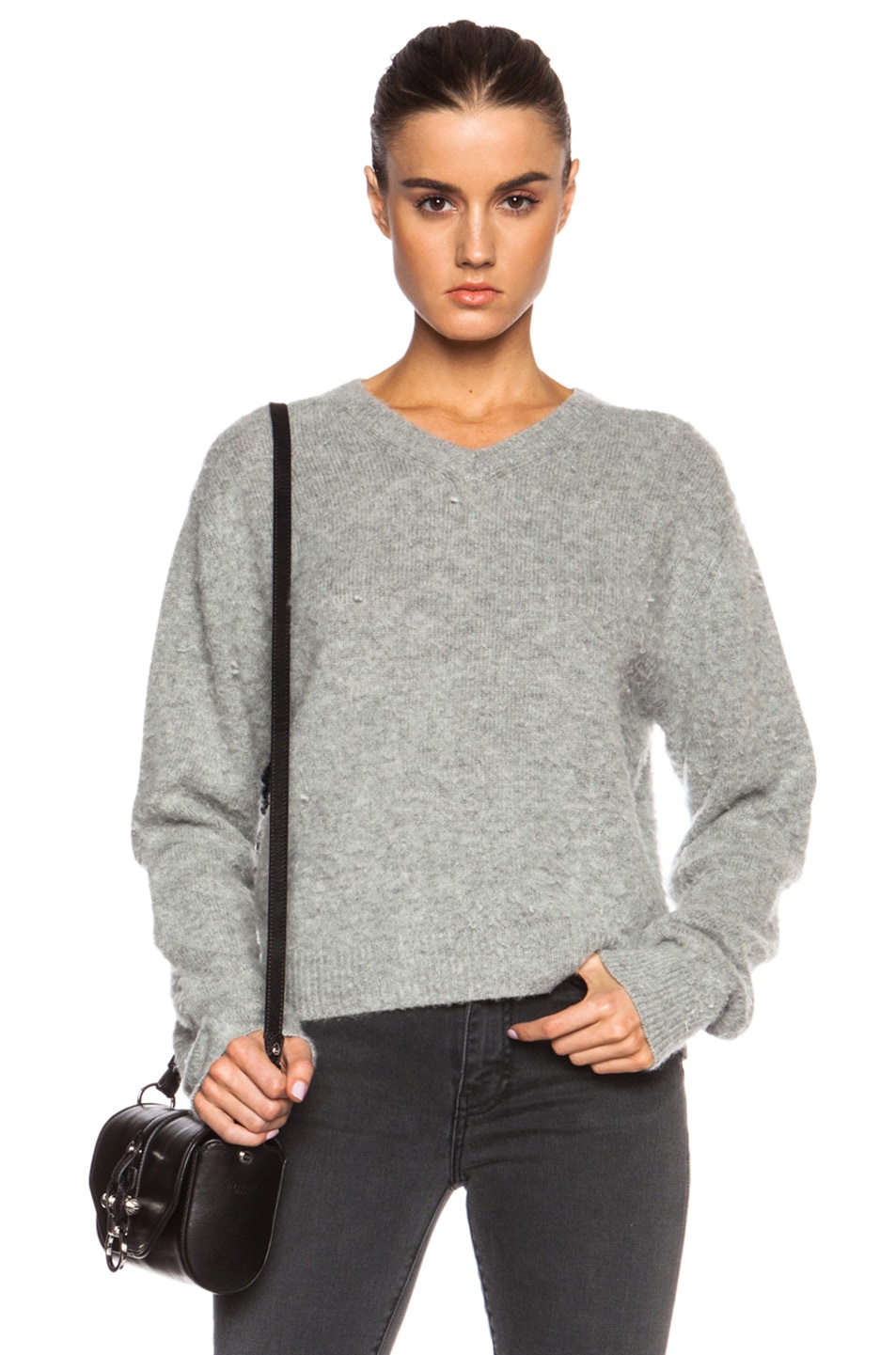 Image 1 of Acne Studios Tosca Pill Wool-Blend Sweater in Grey Melange