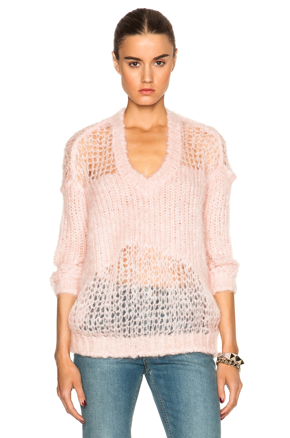 Image 1 of Acne Studios Manual Heavy Mohair Sweater in Light Pink