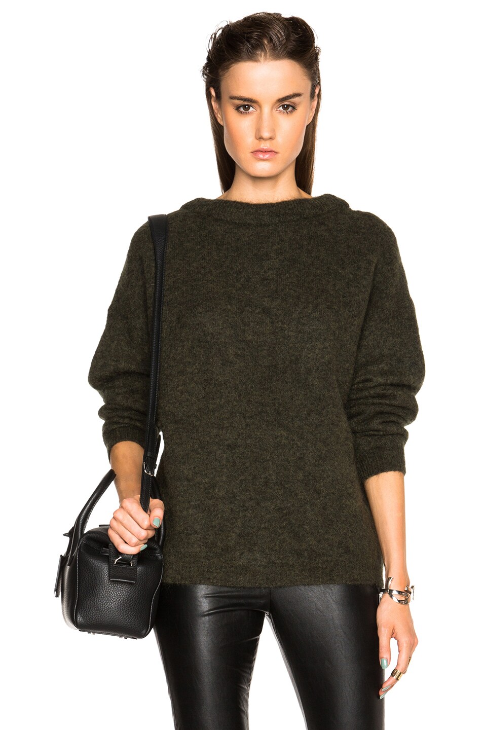 Image 1 of Acne Studios Dramatic Mohair Sweater in Military Green