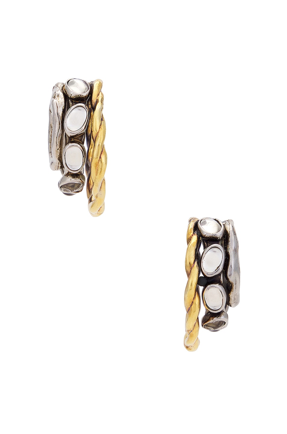 Image 1 of Acne Studios Triple Hoop Earrings in Antique Silver & Antique Gold