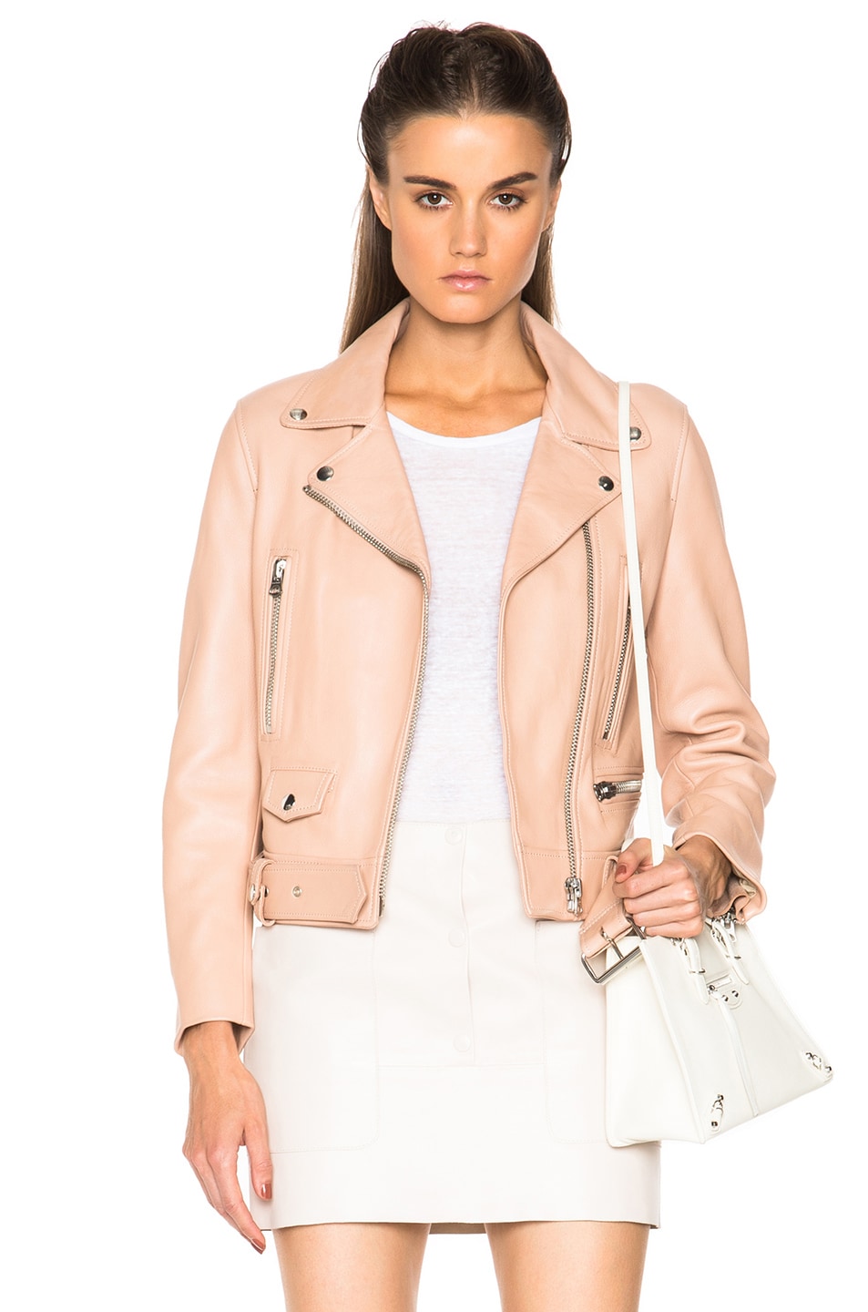 Image 1 of Acne Studios Mock Leather Jacket in Peach