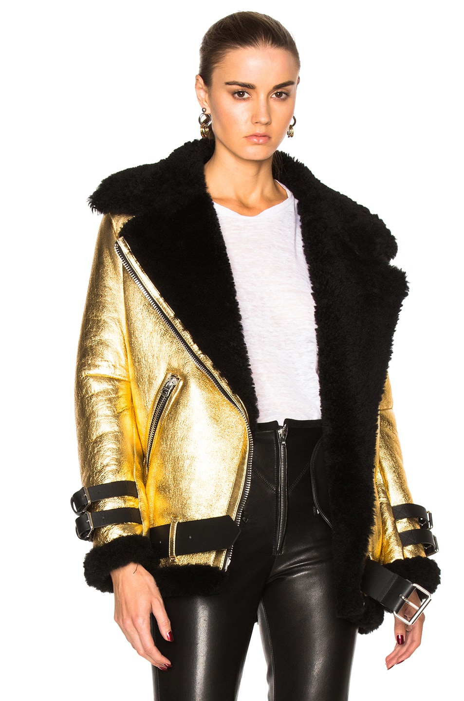 Image 1 of Acne Studios Velocite Metallic Jacket in Black & Gold