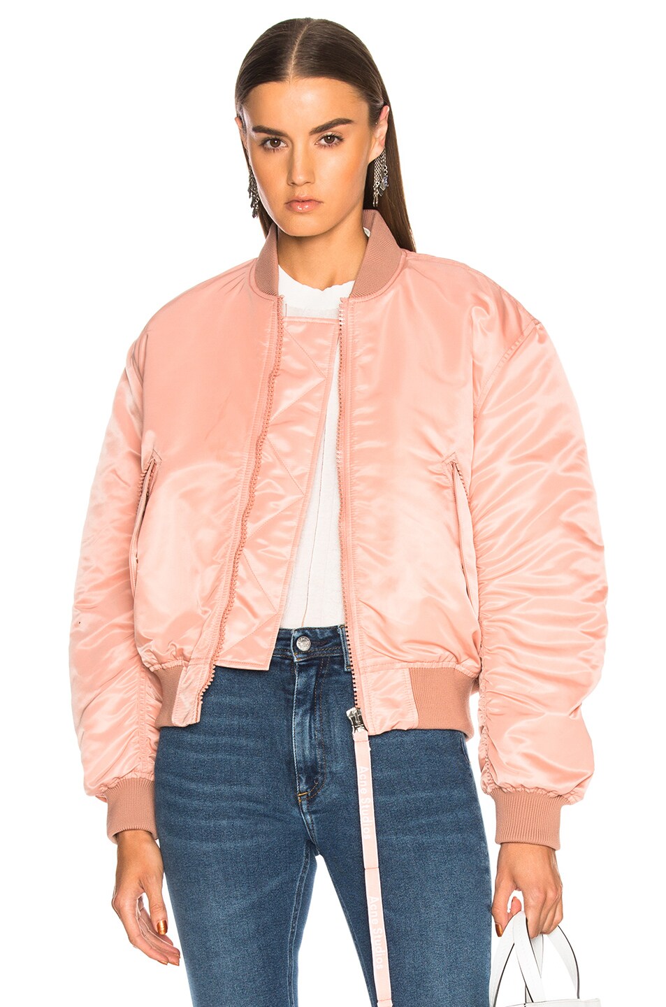Image 1 of Acne Studios Clea Bomber Jacket in Pale Pink