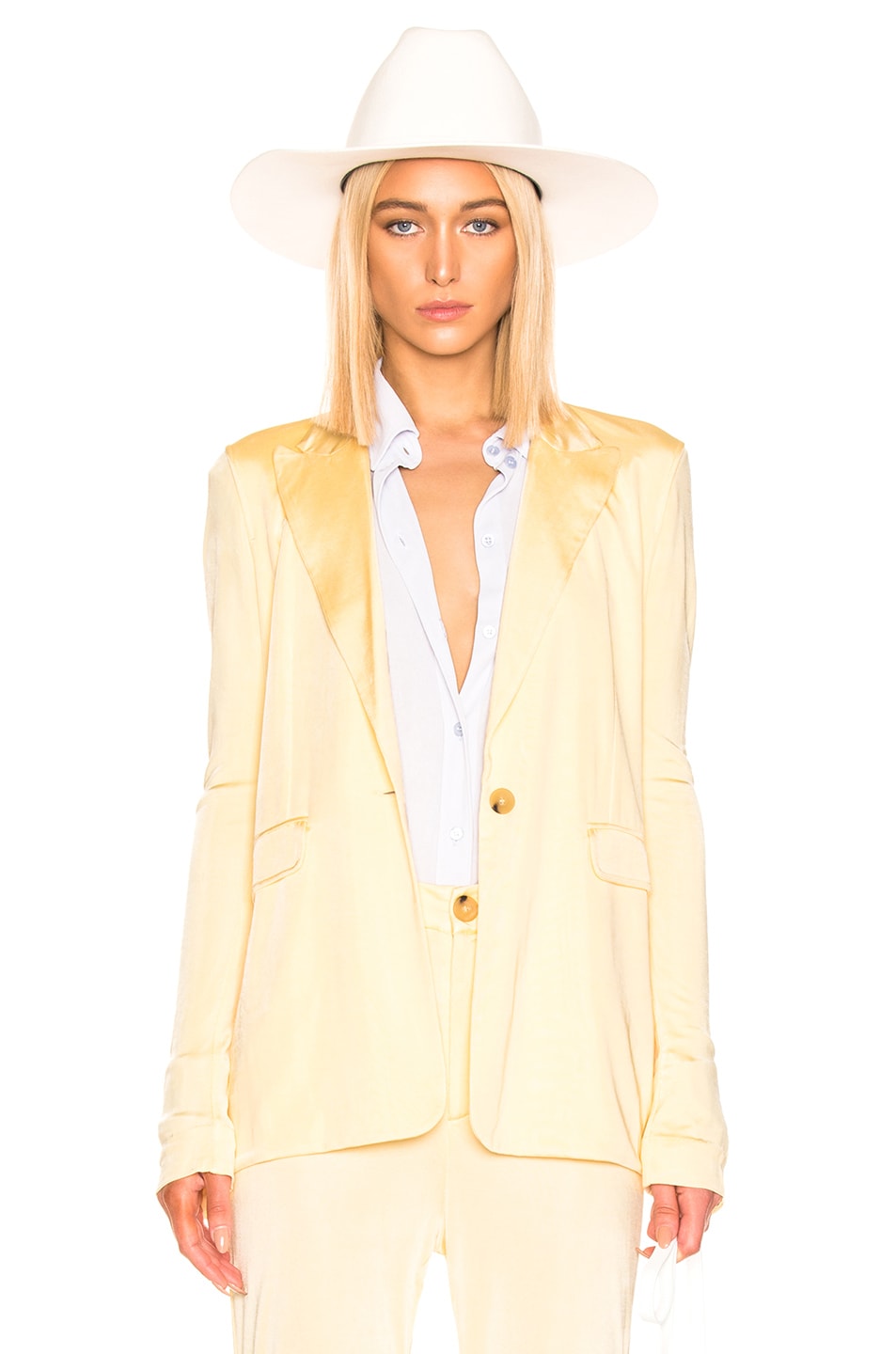 Image 1 of Acne Studios Janine Suit Jacket in Vanilla Yellow