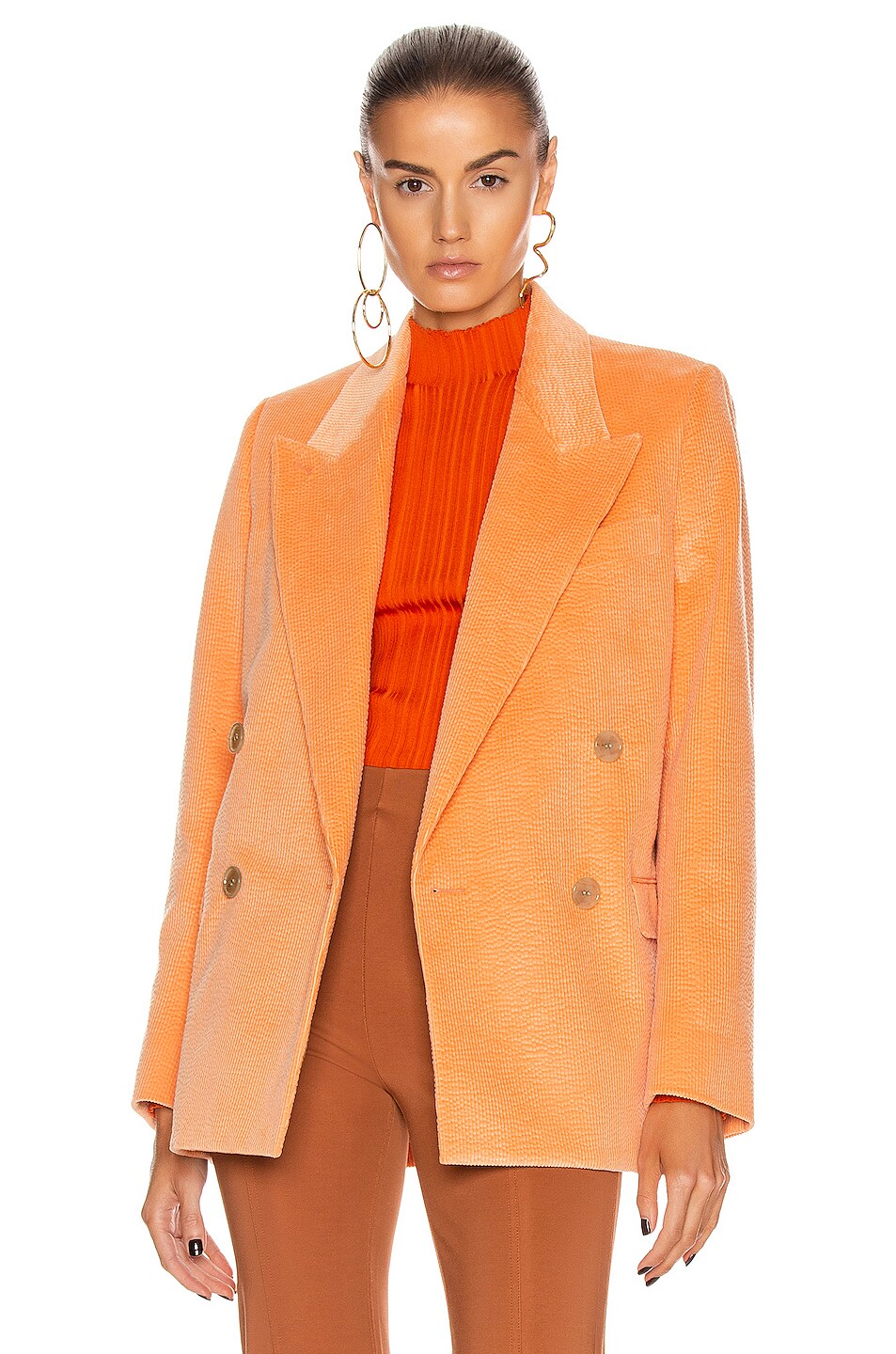 Image 1 of Acne Studios Corduroy Suit Jacket in Peach Orange