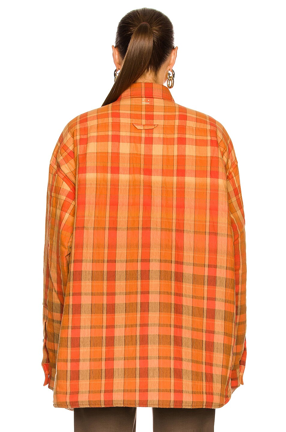 Acne Studios Flannel Jacket in Brick Red & Apricot Orange FWRD