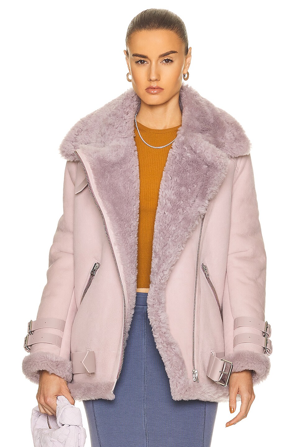 Image 1 of Acne Studios Suede Jacket in Dusty Lilac