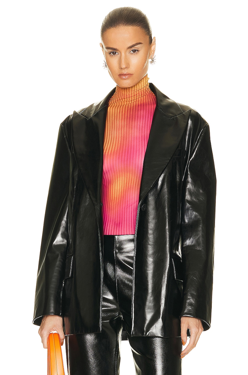 Image 1 of Acne Studios Leather Suit Jacket in Black
