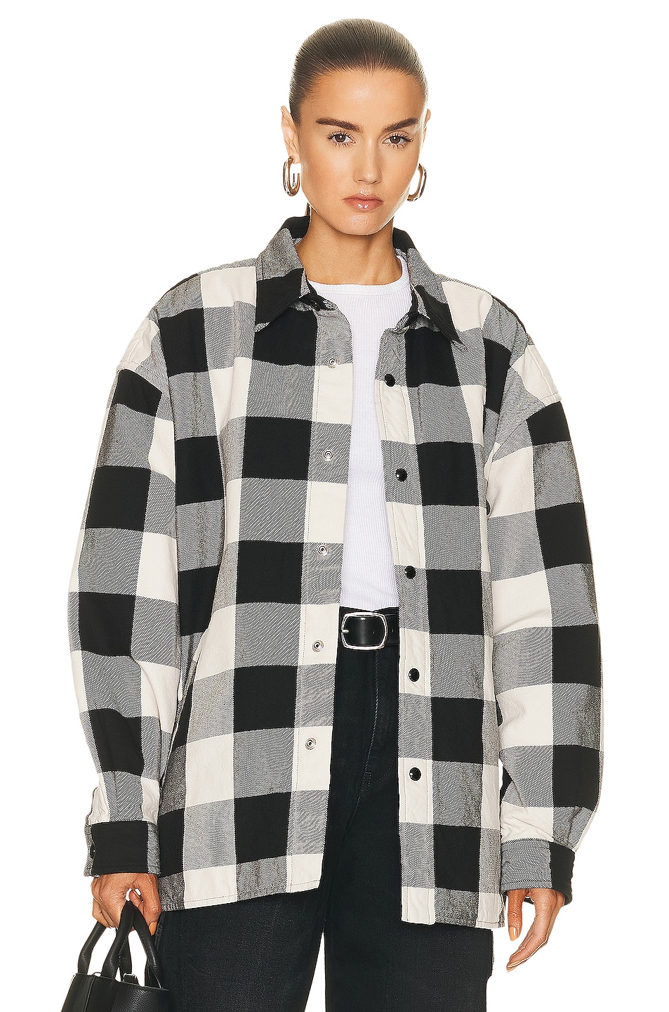 Image 1 of Acne Studios Button Up Shacket in Black & White