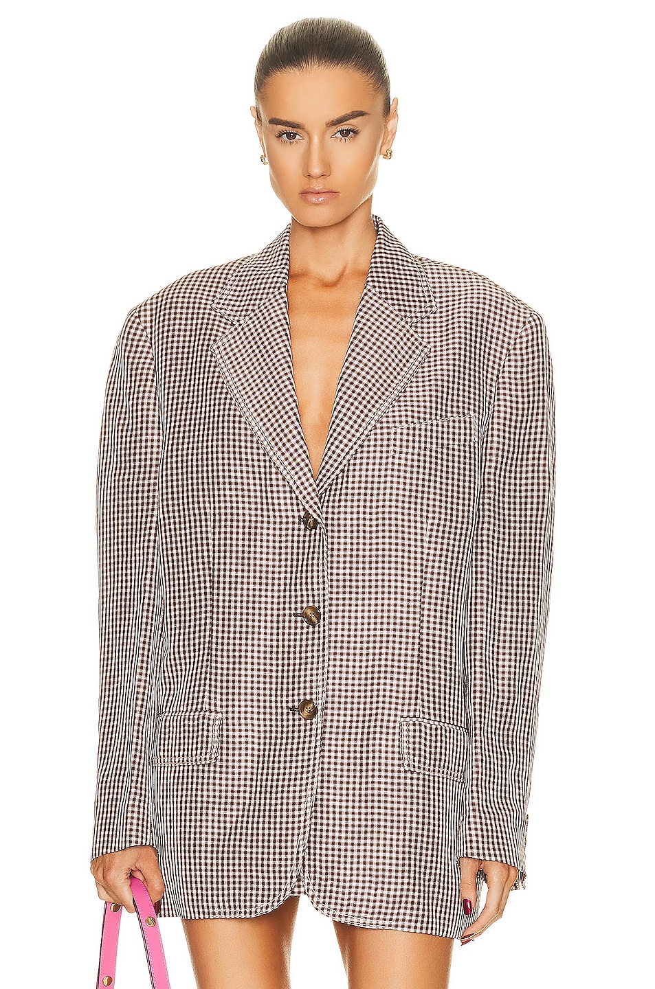 Image 1 of Acne Studios Suit Blazer in Brown & White