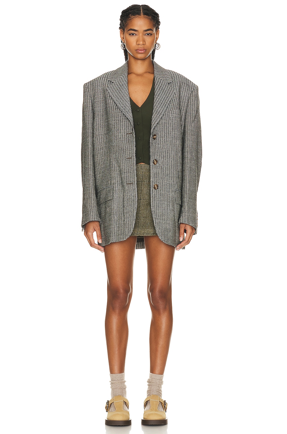 Acne Studios Oversized Blazer in Multi Taupe | FWRD