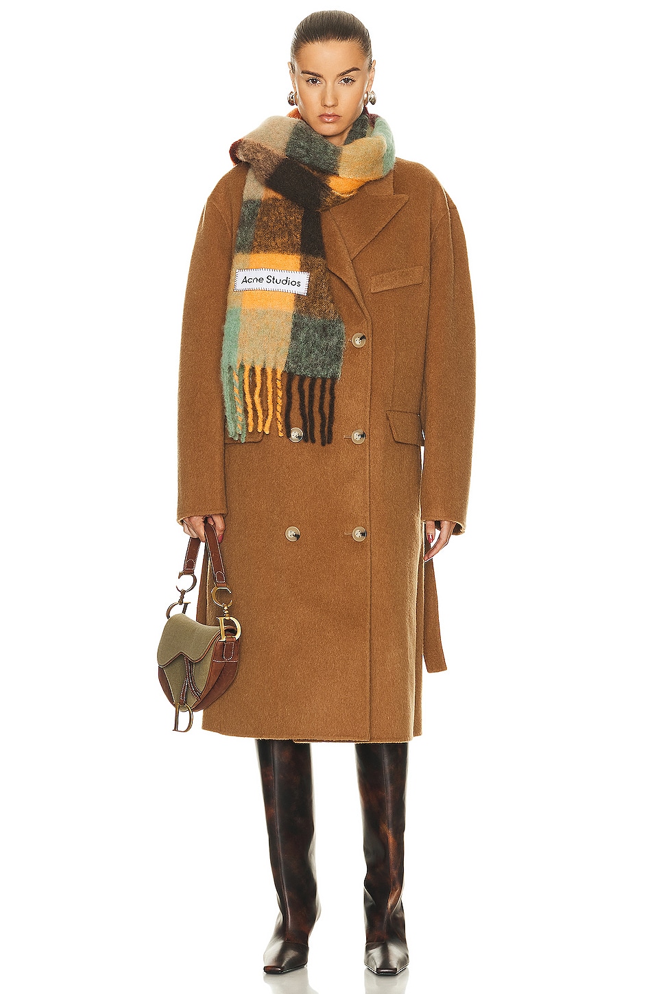 Image 1 of Acne Studios Belted Trench Coat in Camel Beige