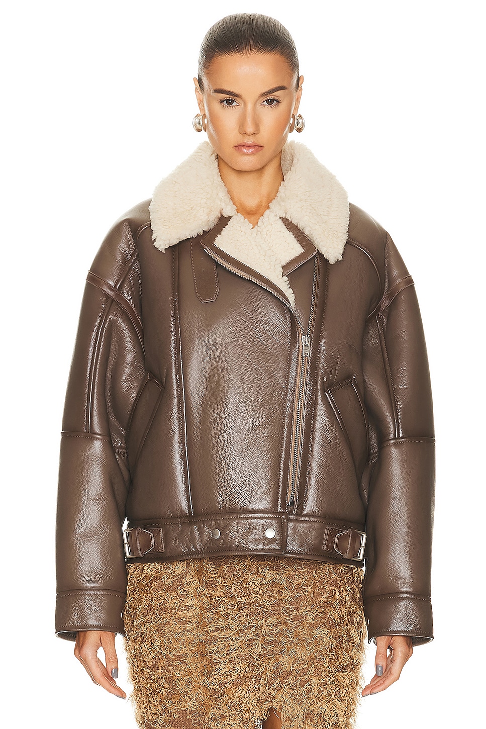 Image 1 of Acne Studios Lined Jacket in Brown & Light Camel