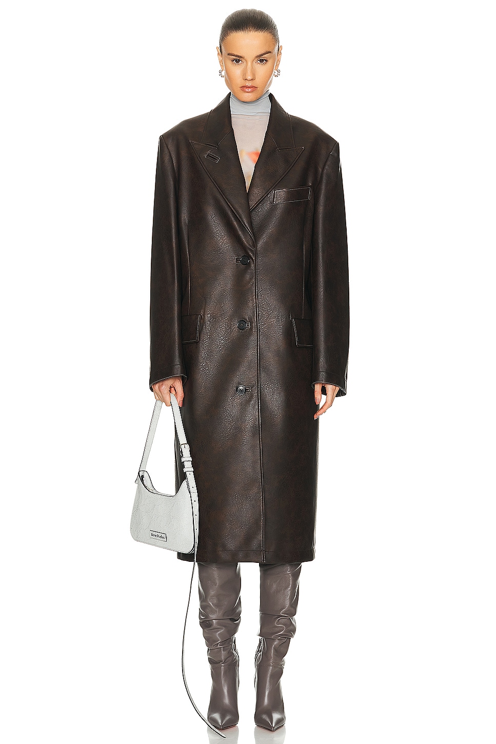 Image 1 of Acne Studios Leather Coat in Brown