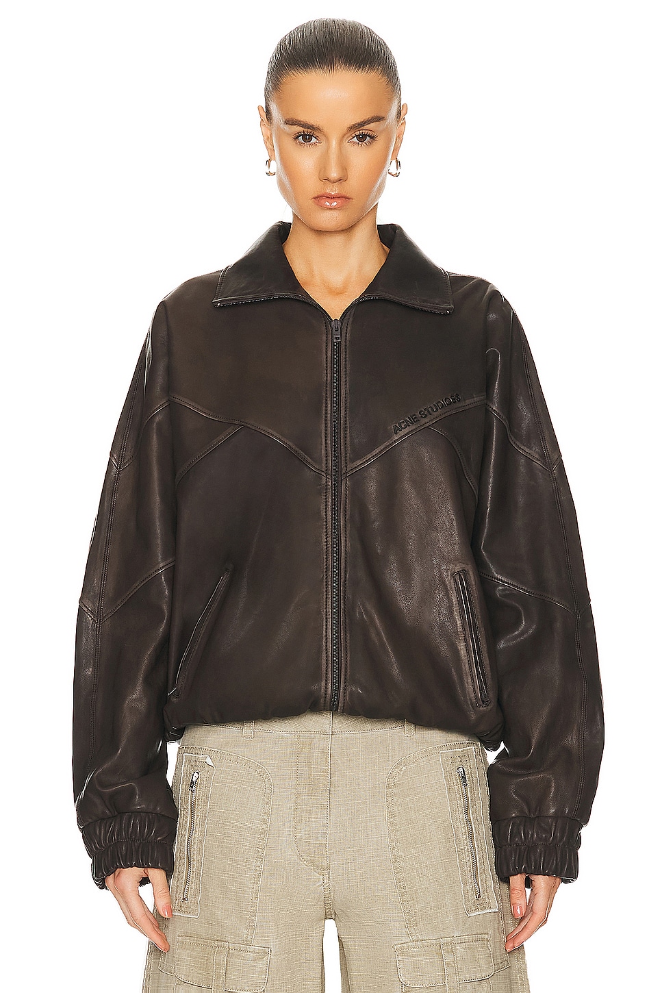 Image 1 of Acne Studios Leather Jacket in Brown