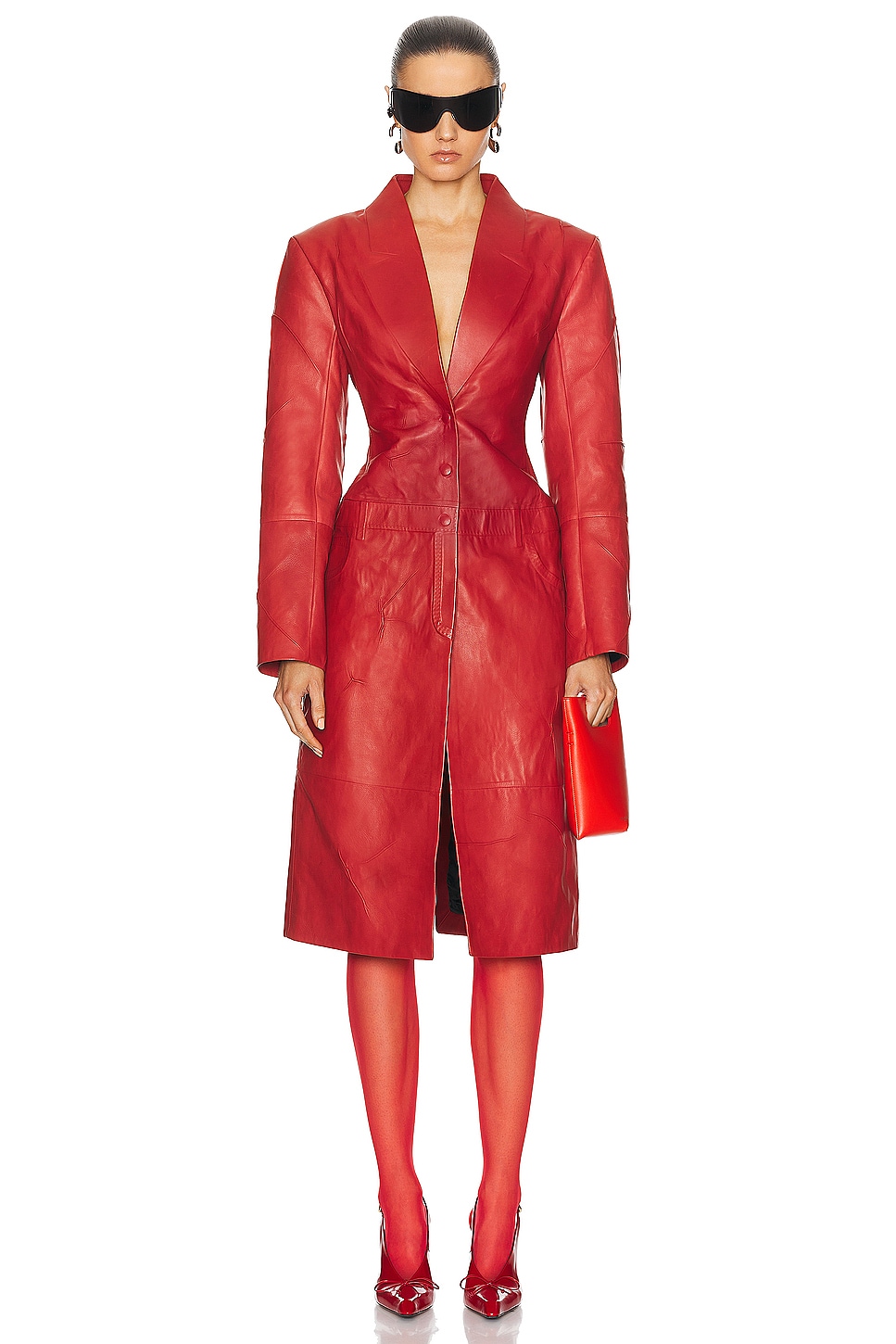 Image 1 of Acne Studios Leather Coat in Red