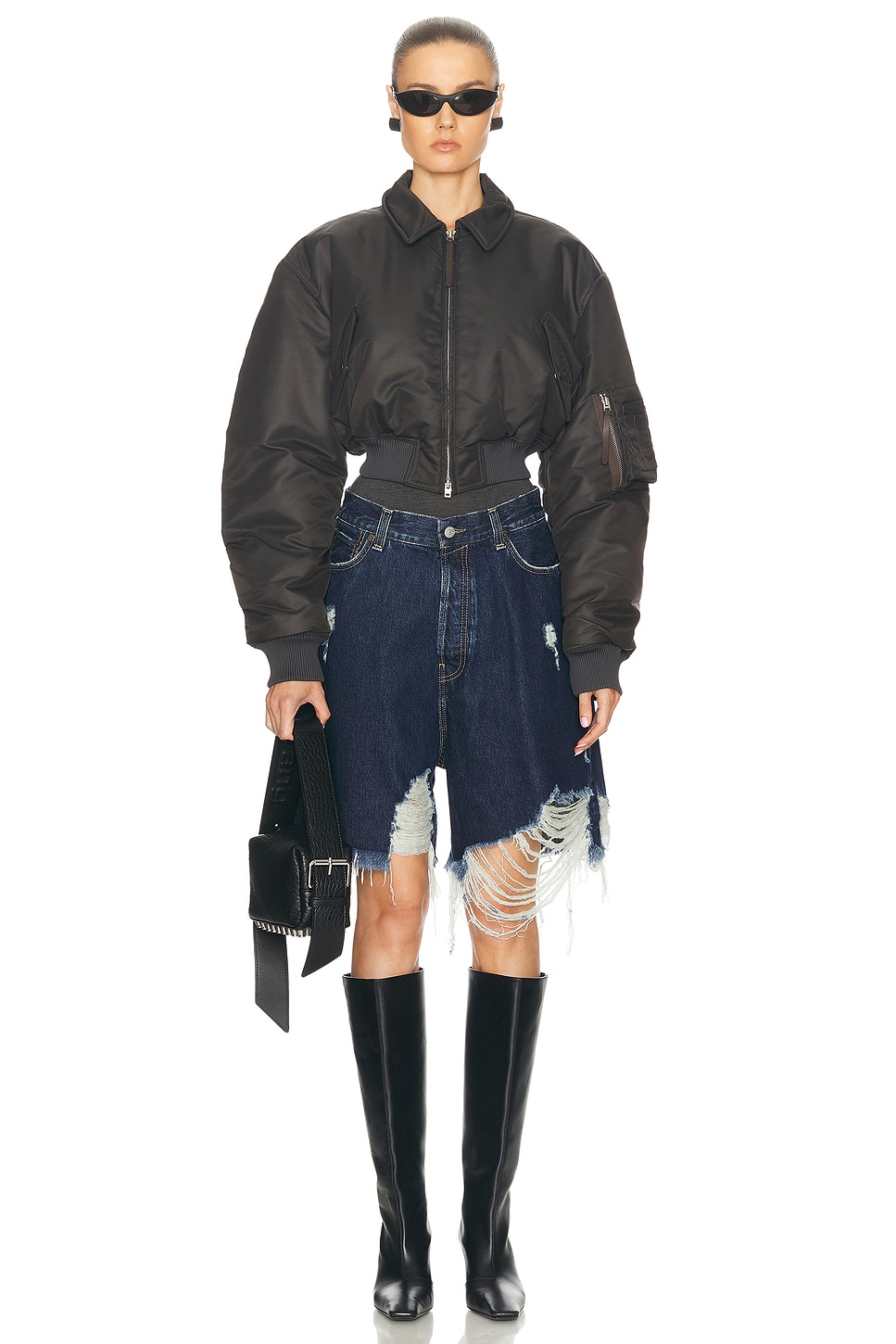 Shiny Nylon Bomber Jacket