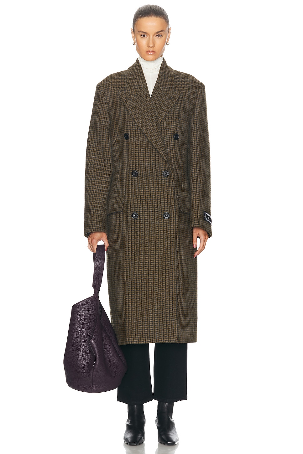 Shop Acne Studios Ohama Tweed Coat In Khaki Green