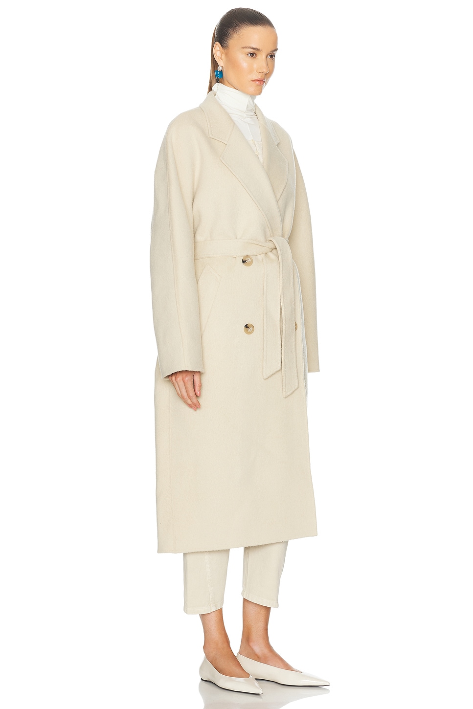 Acne Studios Double Textured Coat In Clay Beige
