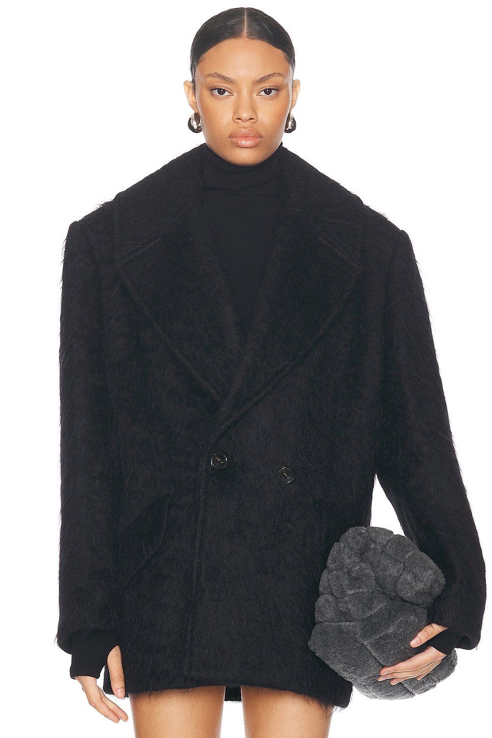 Image 1 of Acne Studios Opeala Messy Hair Coat in Black