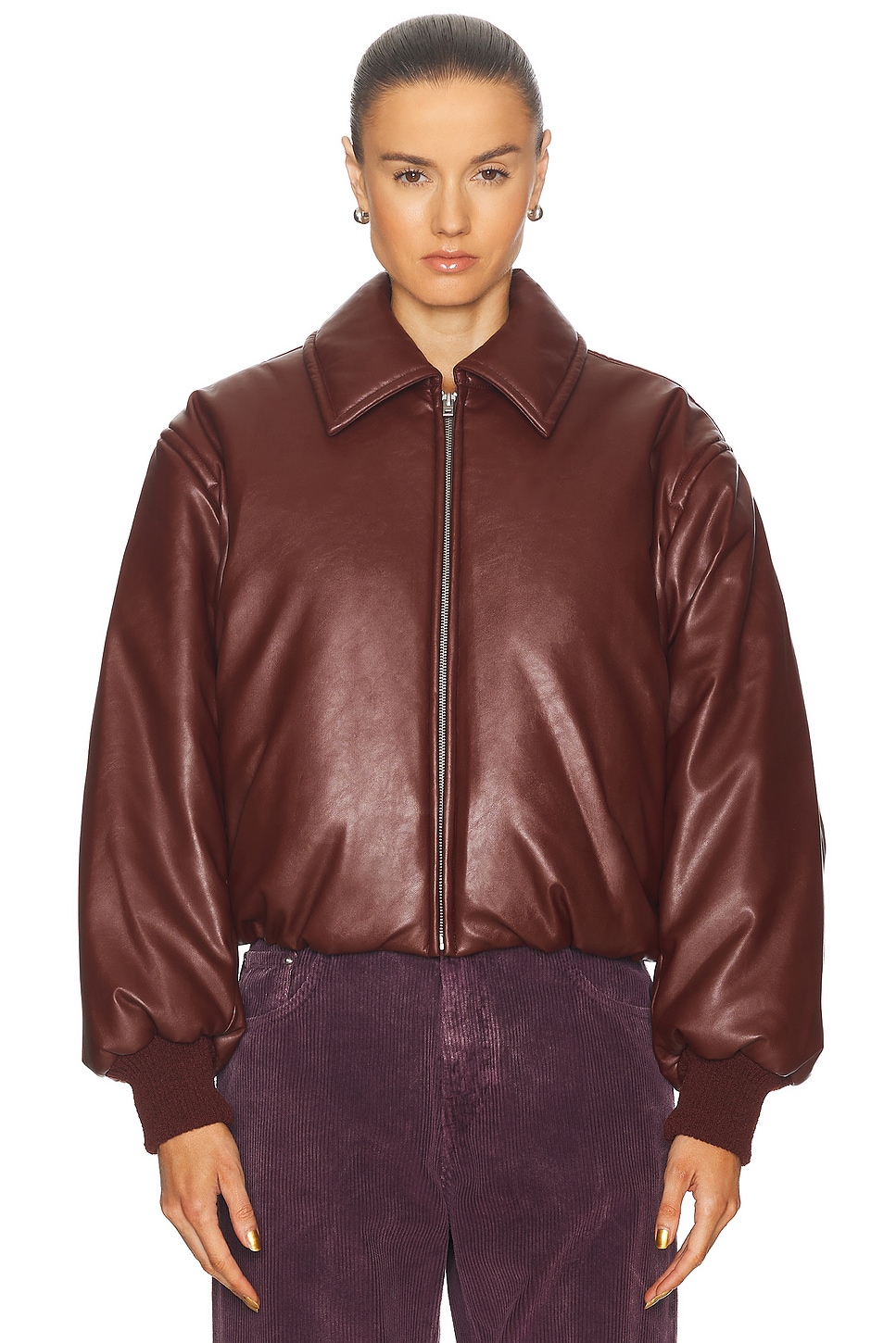 Image 1 of Acne Studios Onnea Bomber Jacket in Dark Burgundy