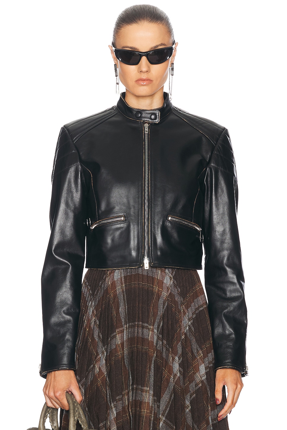 Image 1 of Acne Studios Lissha Leather Jacket in Black