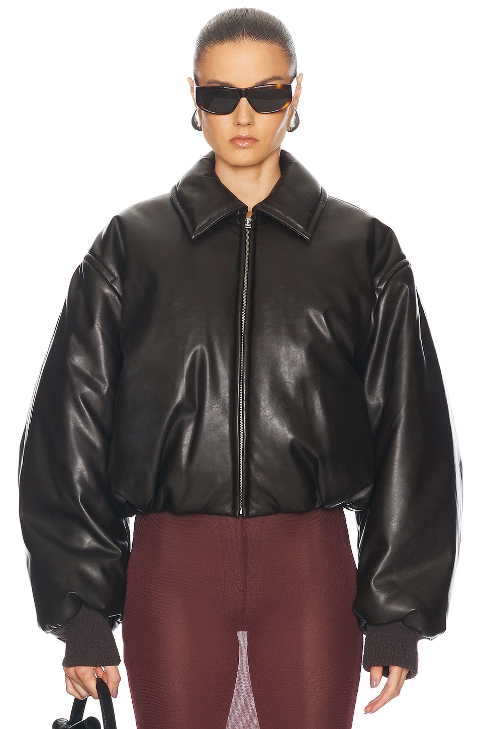 Image 1 of Acne Studios Onnea Bomber Jacket in Dark Brown