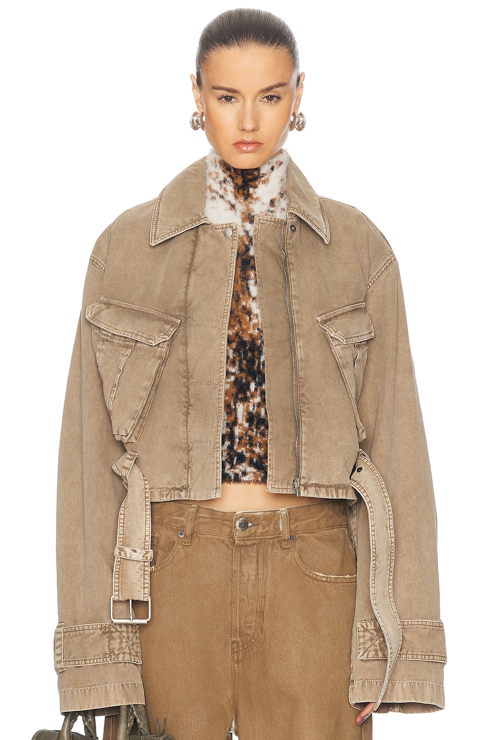 Image 1 of Acne Studios Olvira Biker Jacket in Light Brown