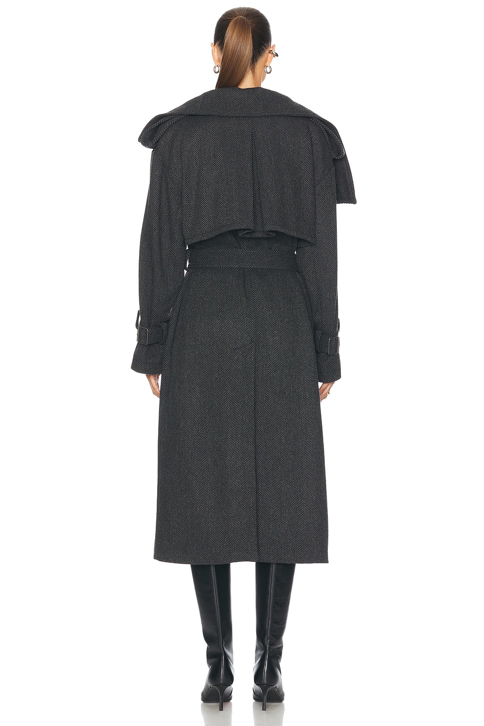 Acne Studios Oretto Chevron Wool Coat in Grey & Black FWRD