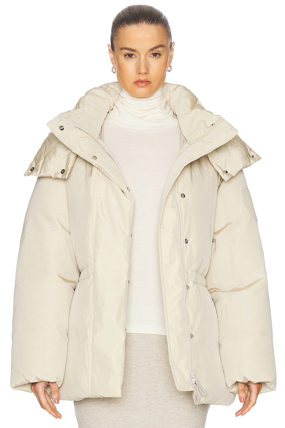 Acne Studios Oksa Shiny Coated Puffer Jacket In Faded Grey