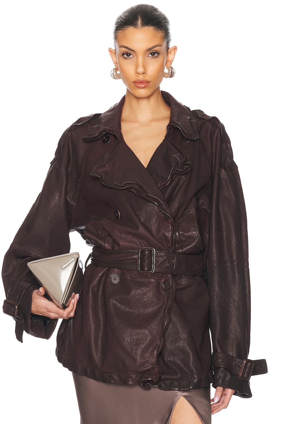 Lolu Leather Jacket in Brown