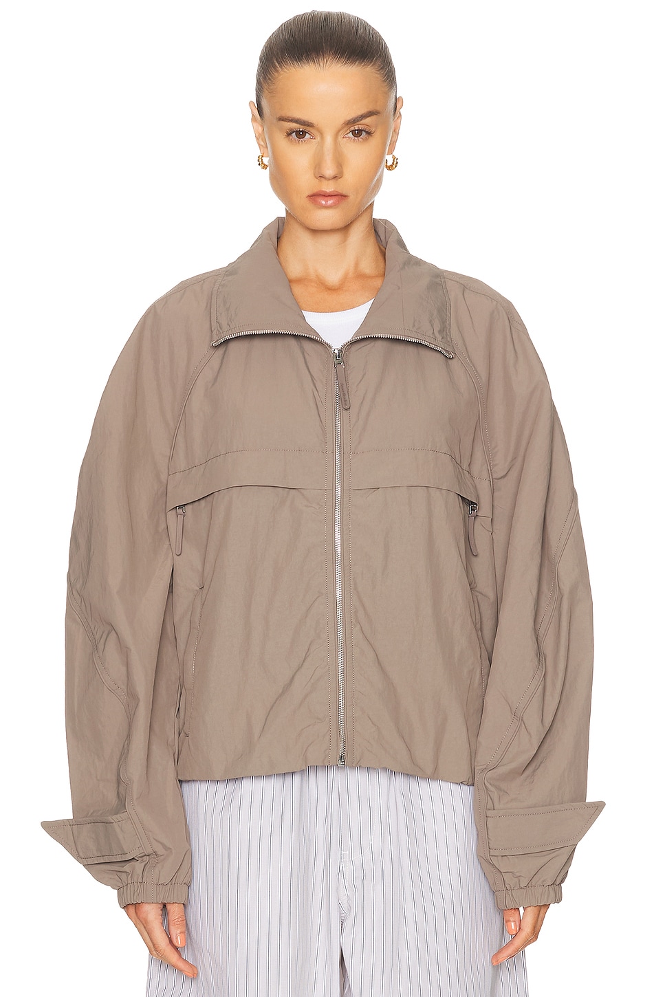 Image 1 of Acne Studios Odill Nylon Bomber Jacket in Mud Grey