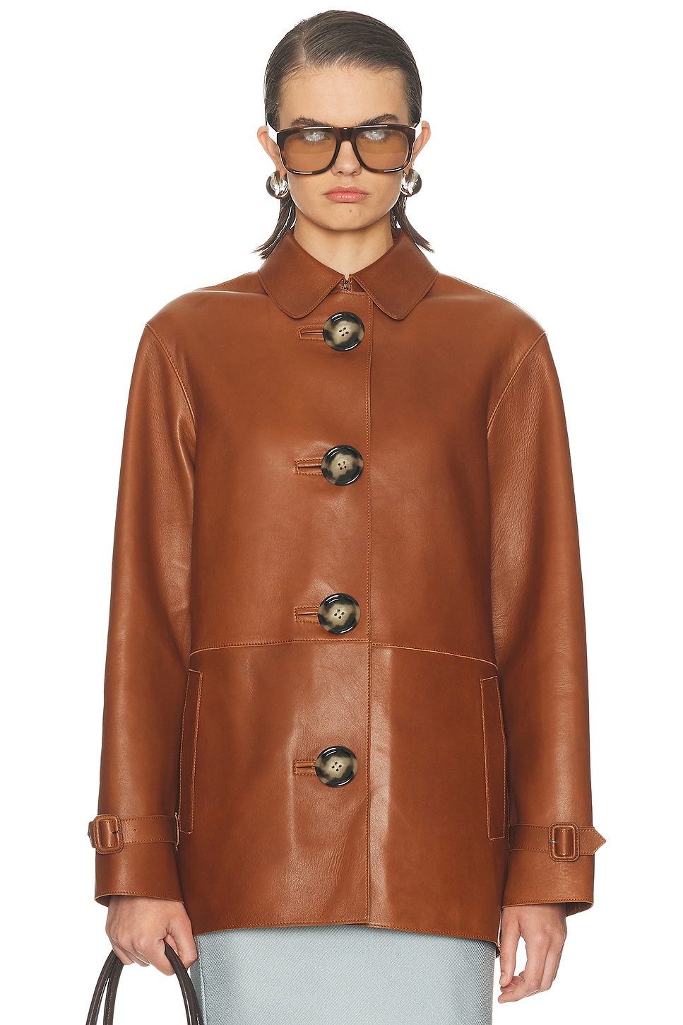 Acne Studios Lorassino Lambskin Leather Jacket In Brown