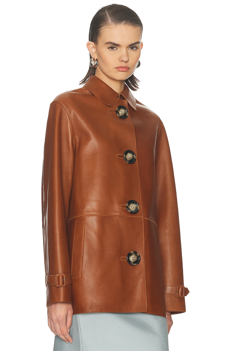 Acne Studios Lorassino Lambskin Leather Jacket In Brown