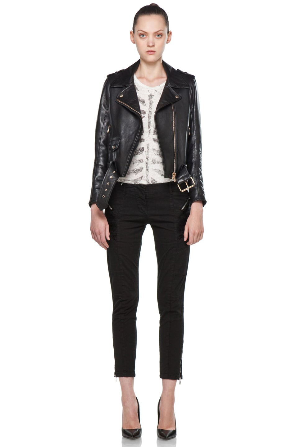 Acne Studios Leather Jacket In Black Fwrd Image 6 Of Acne Studios Leather Jacket In Black
