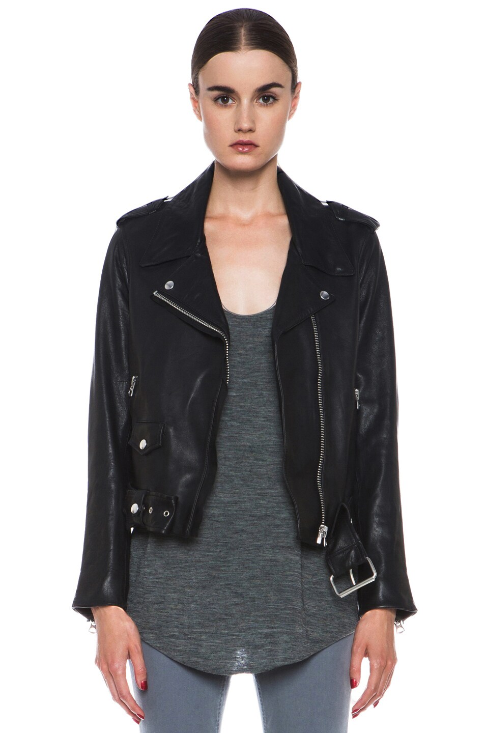 Image 1 of Acne Studios Mape Leather Jacket in Black