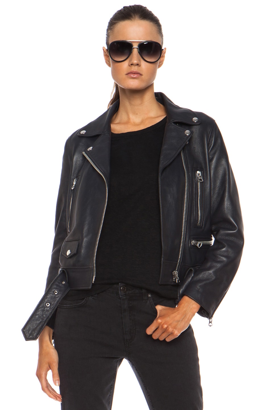Image 1 of Acne Studios Mock Leather Jacket in Steel Grey