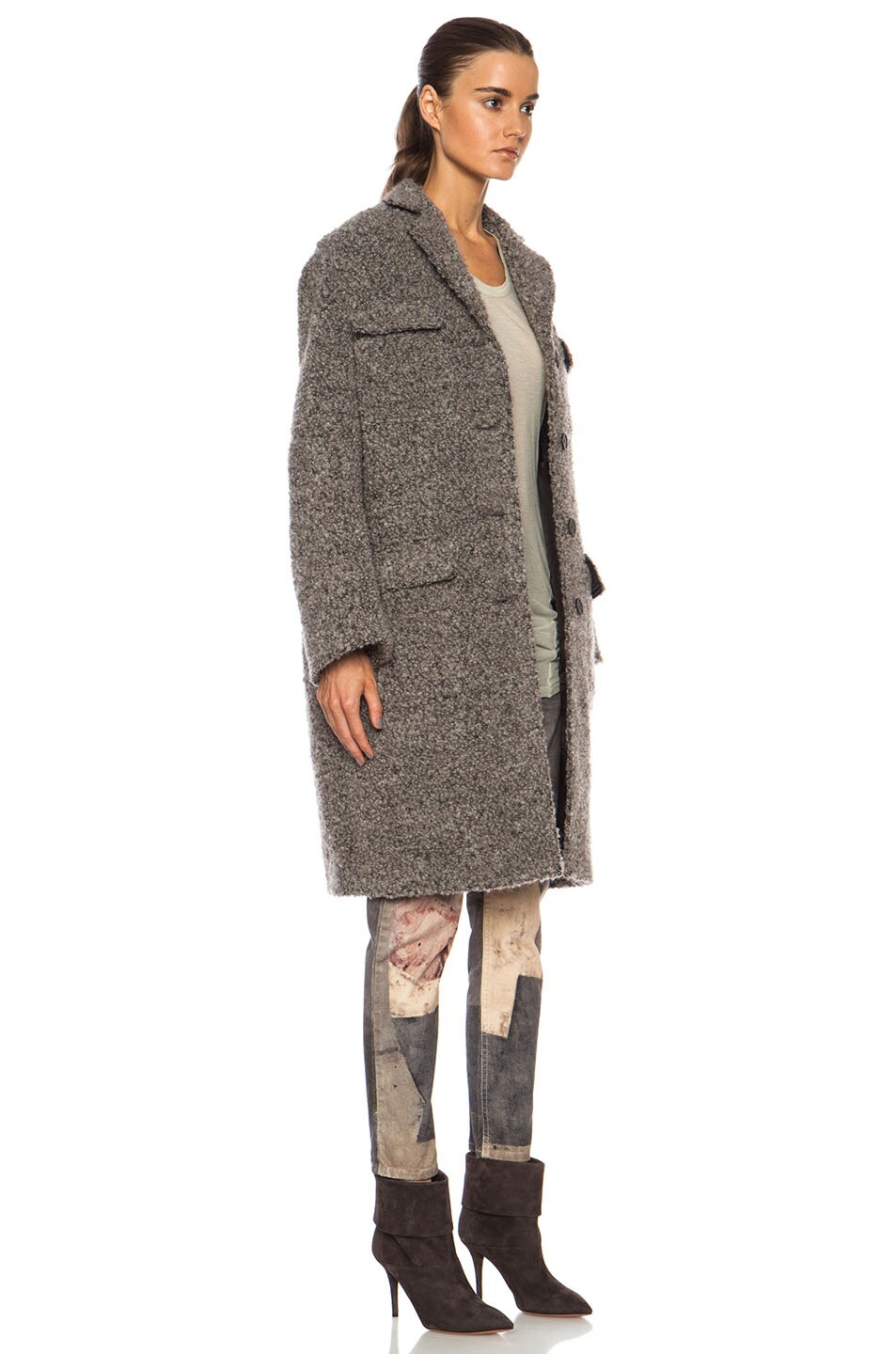 Acne Studios Tessa Wool-Blend Boucle Jacket in Grey | FWRD