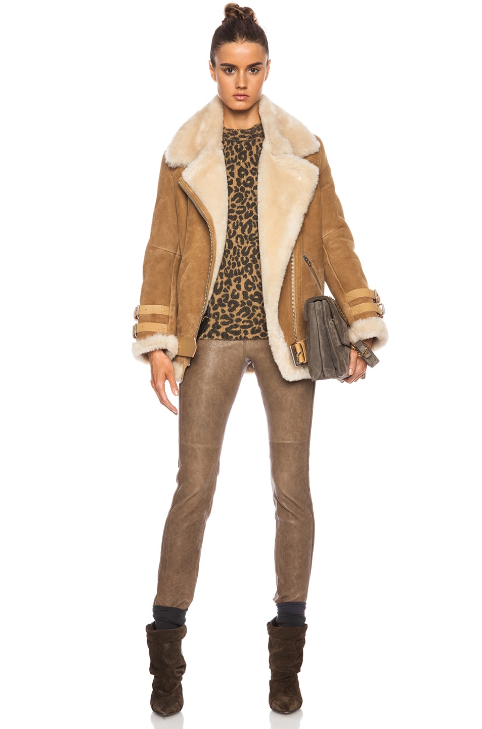 Acne Studios Velocite Shearling Jacket in Ochre Yellow | FWRD