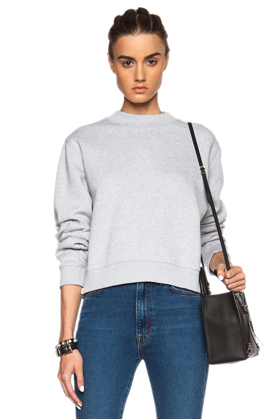 Image 1 of Acne Studios Bird Fleece Sweatshirt in Grey Melange