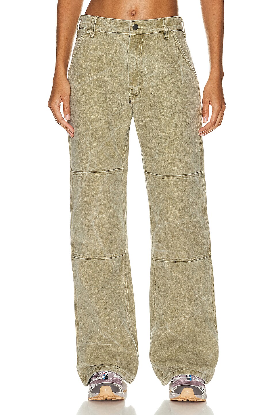 Acne Studios Loose Trouser in Khaki Beige FWRD Acne Studios Loose Trouser in Khaki Beige FWRD