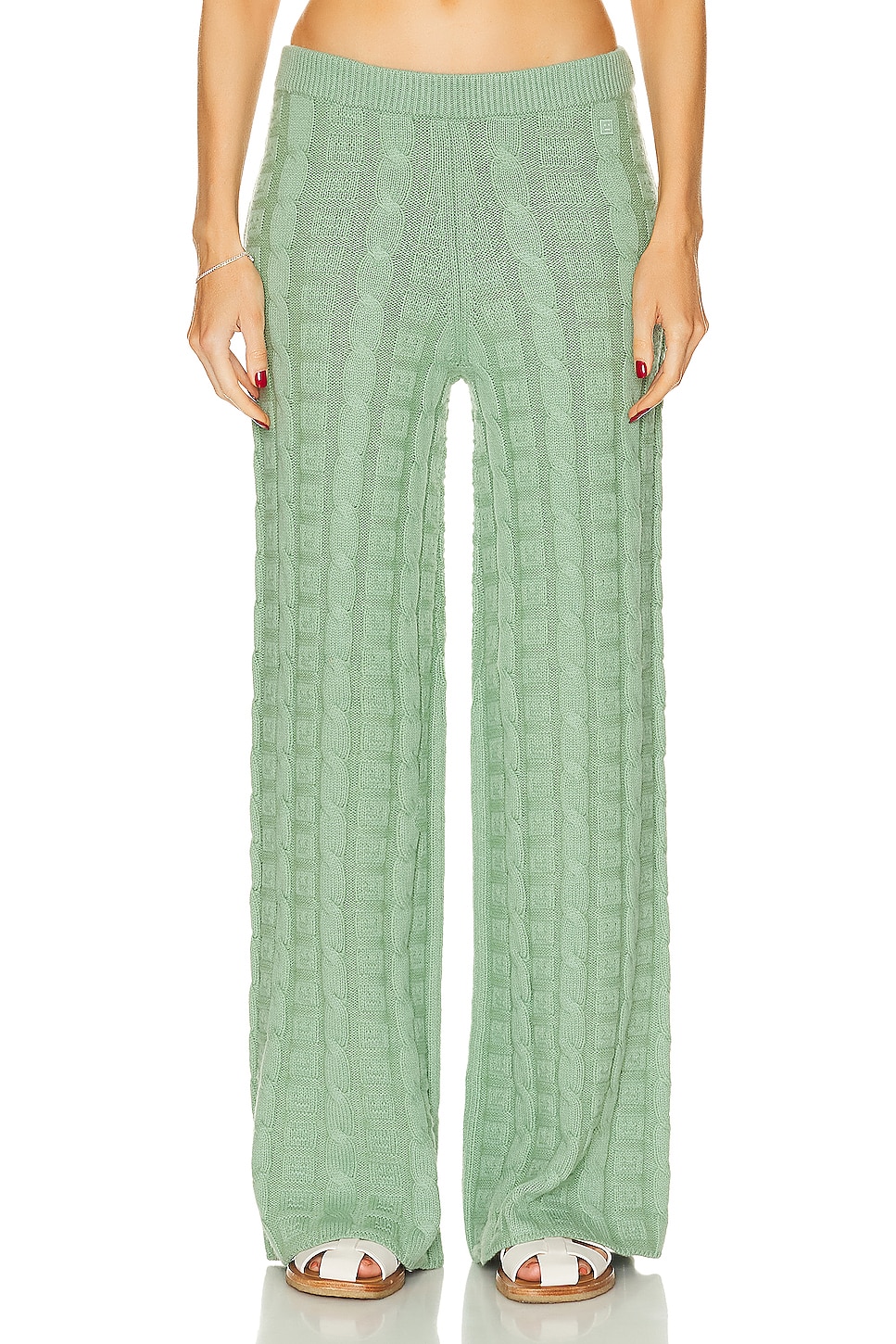 Image 1 of Acne Studios Face Knit Trouser in Sage Green