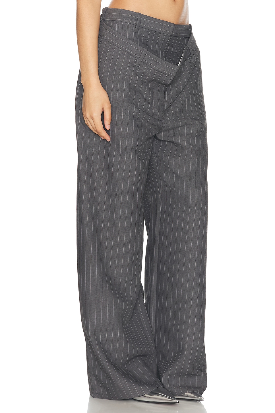 Shop Acne Studios Plave Pinstripe Trouser In Grey Melange