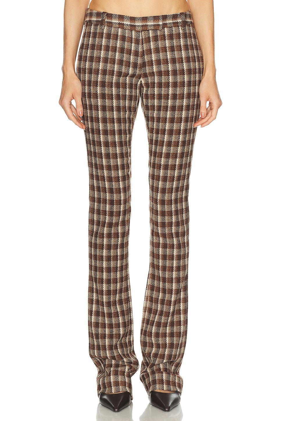 Shop Acne Studios Pluffy Check Boucl Trouser In Beige & Brown