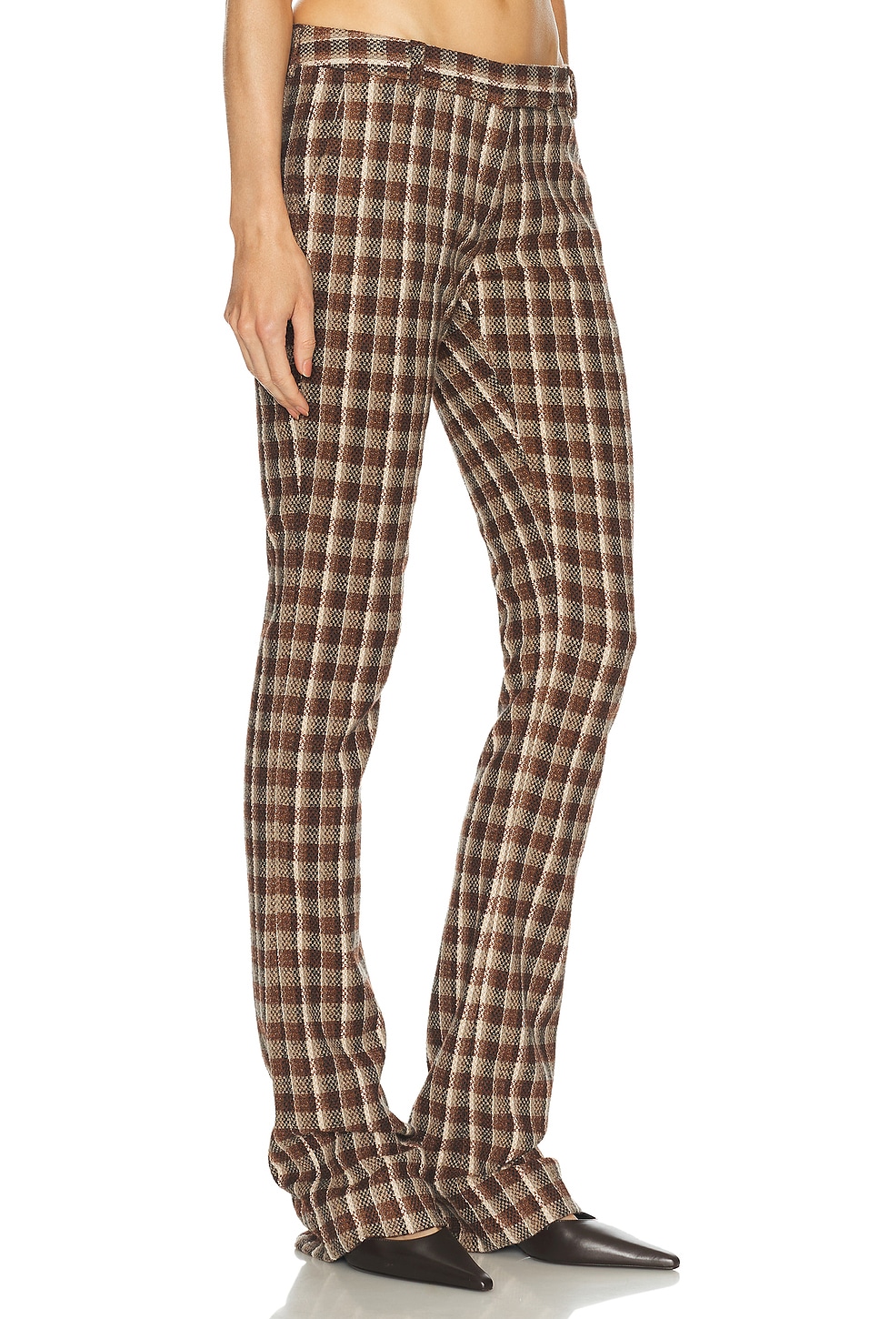 Shop Acne Studios Pluffy Check Boucl Trouser In Beige & Brown